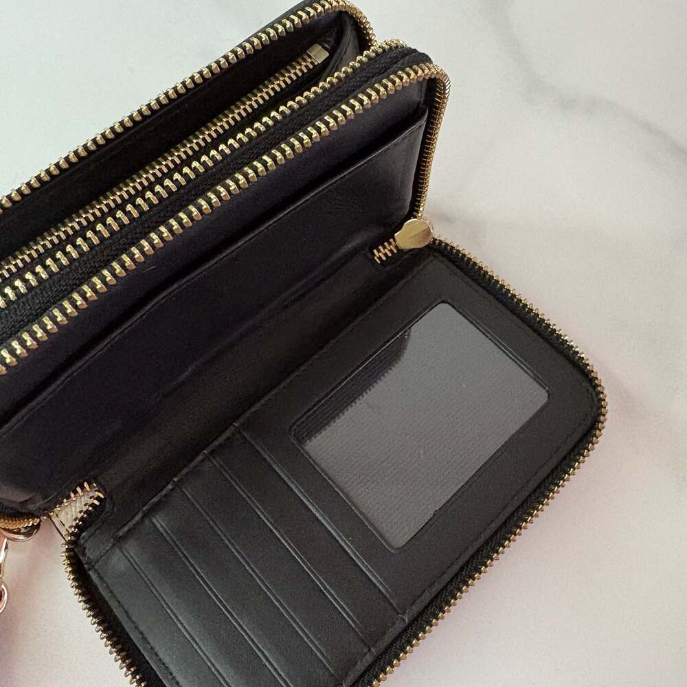 Coach Double Zip Wallet with Leopard Print and Wristlet Strap - Picture 8 of 16